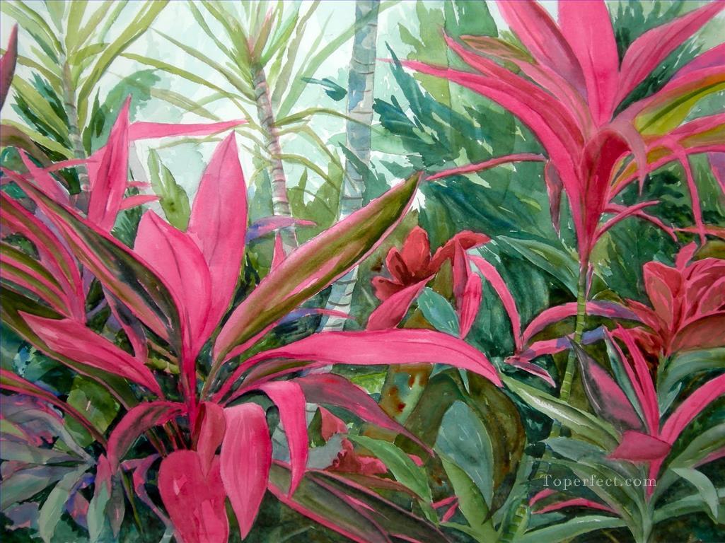 red flower watercolor Oil Paintings